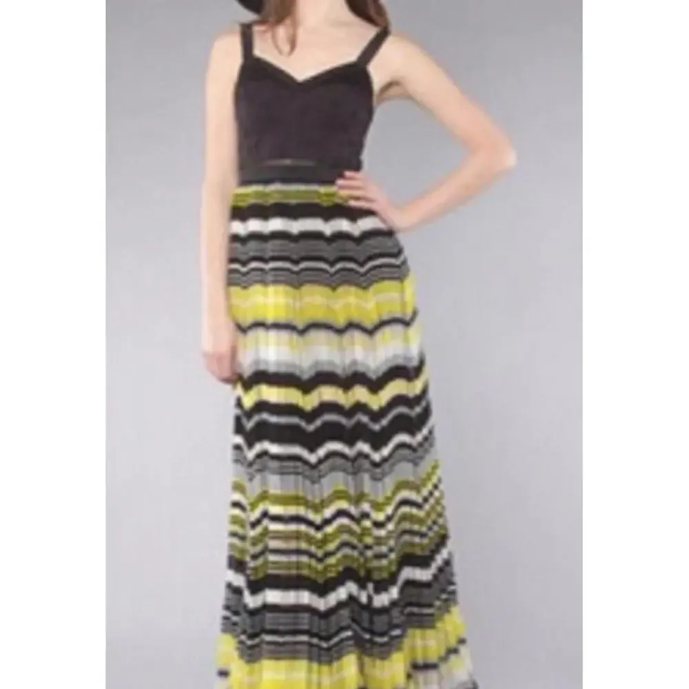 Free People Women California Sunrise Accordion Pleats‎ Bustier Maxi Dress New 0
